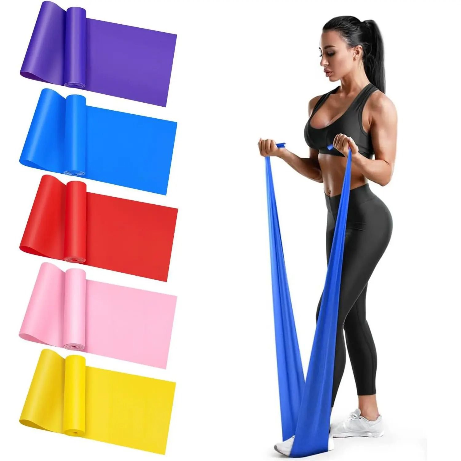 Yoga Pilates Resistance Band Long Stretch Training Band for Home Gym