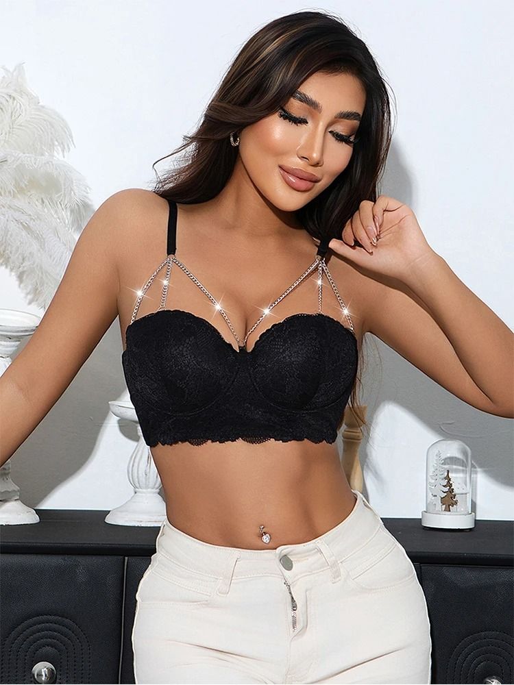 Women's Sexy Lace 3/4 Cup Bralette | Diamond Chain Anti-Sagging Underwear