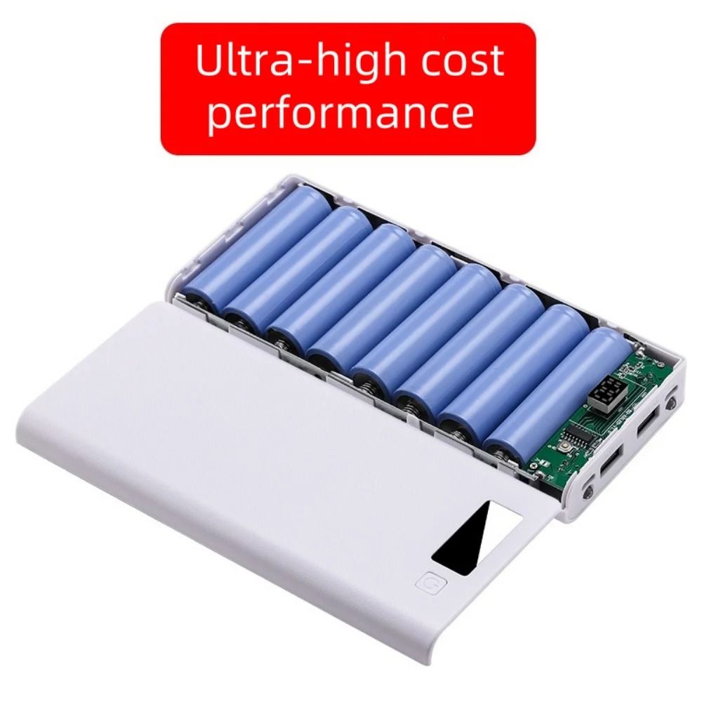 8-Bay Detachable 18650 DIY Power Bank Shell with Dual USB High-Fidelity Charging Hub