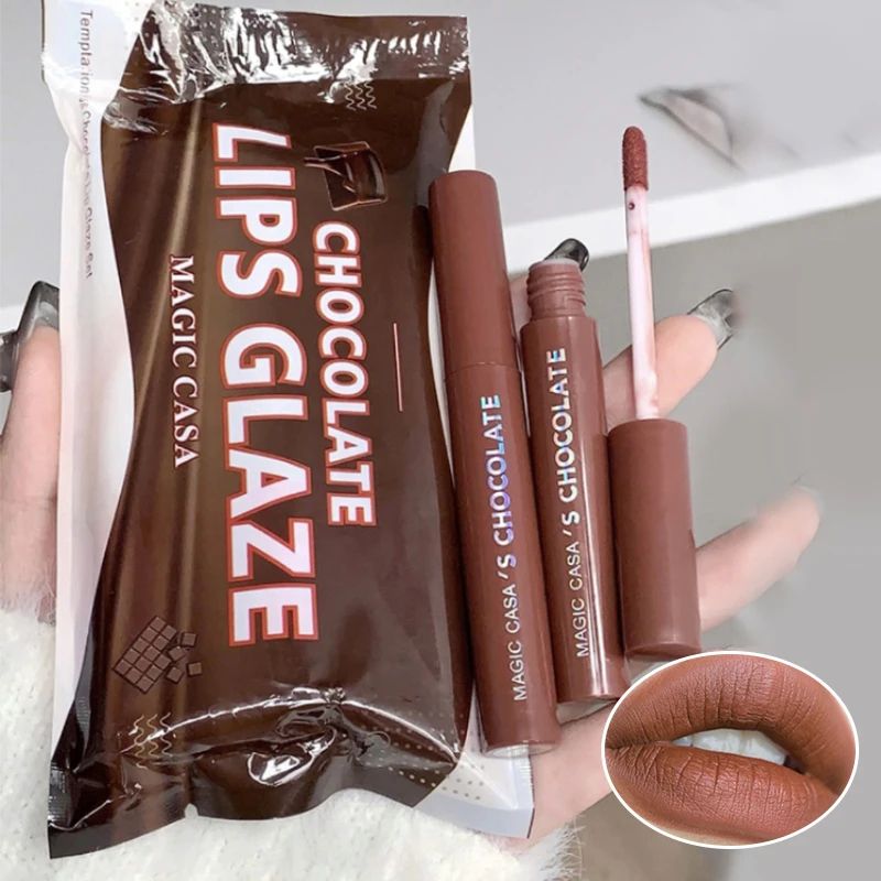 Chocolate Lip Glaze Set 5 Shade Matte Lipstick Set Long Lasting Velvet Lip Color