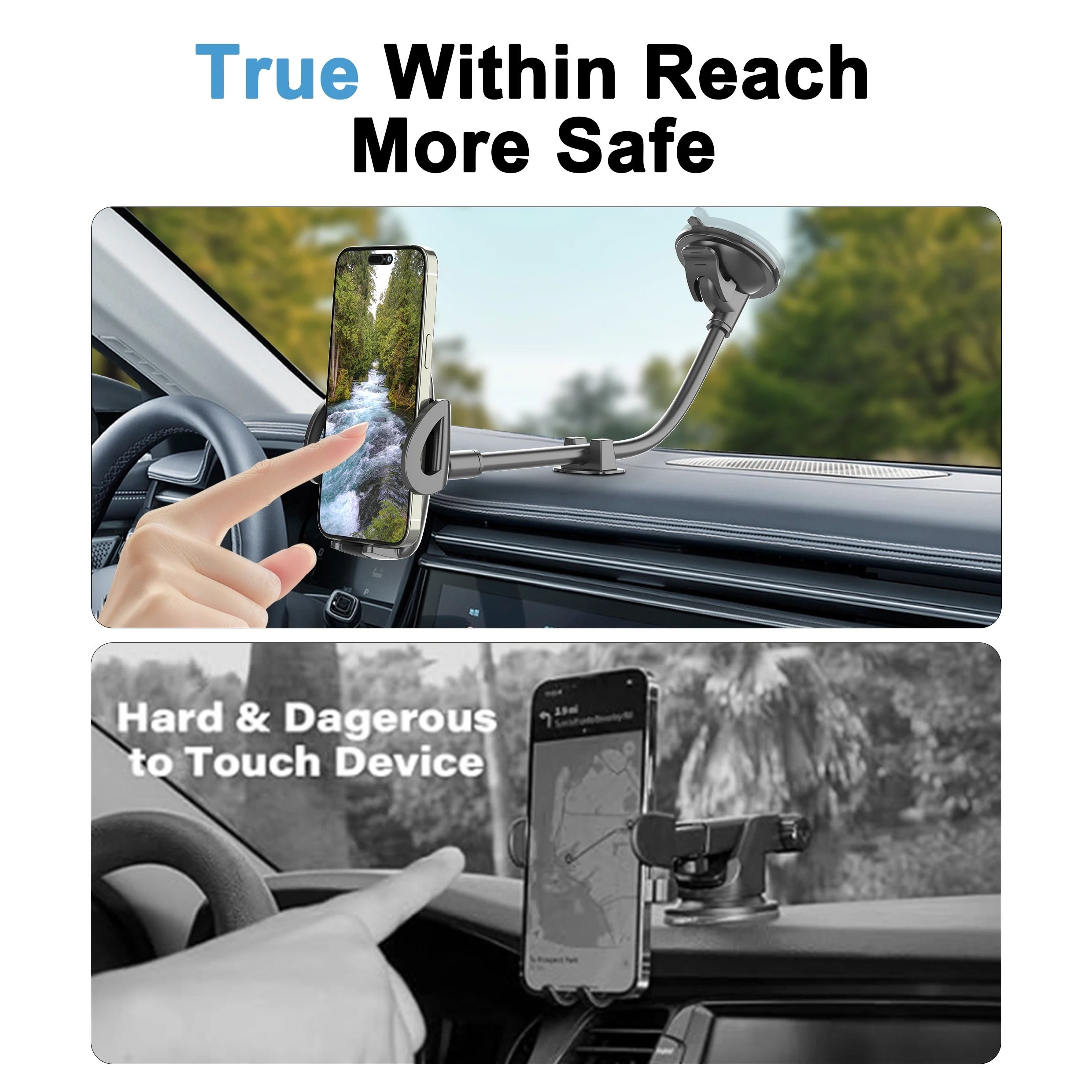 Car Phone Mount Holder with Long Arm