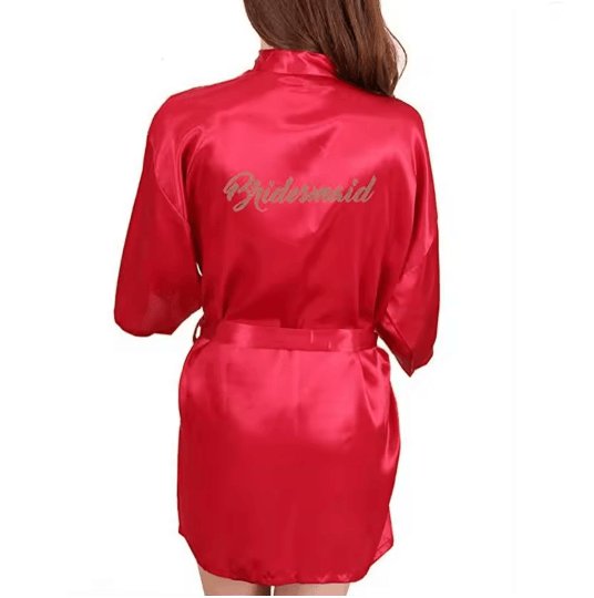 Personalized Satin Bridal Party Robe with Gold Lettering
