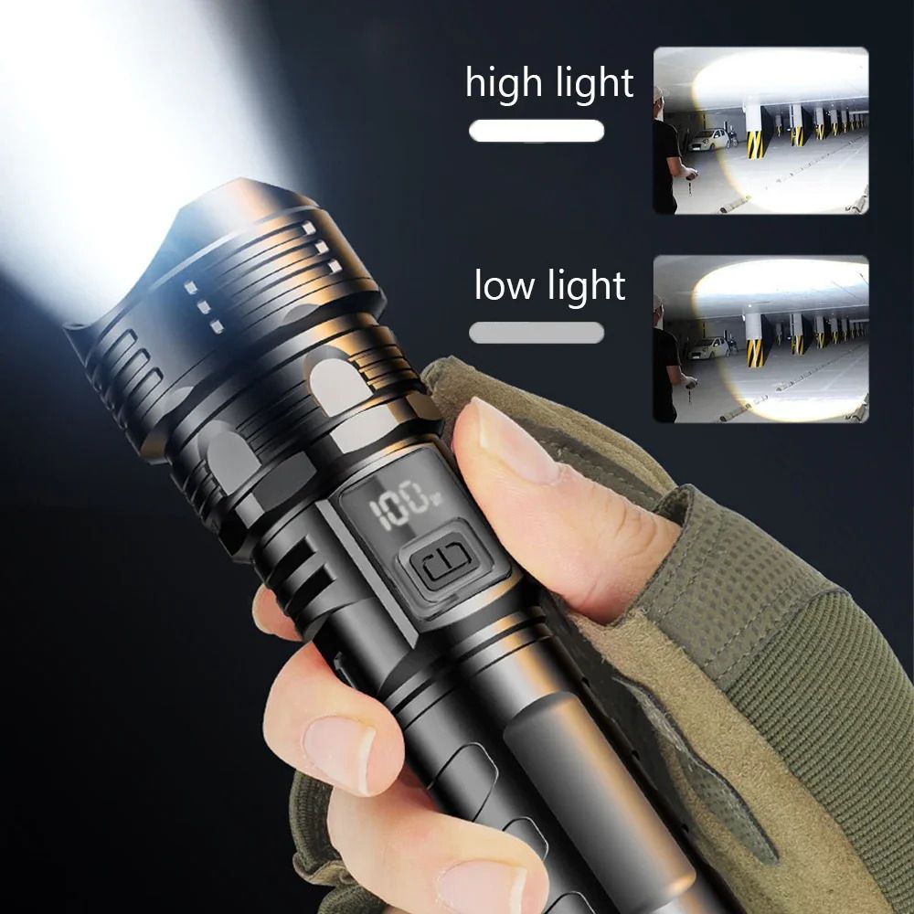 Super Bright LED Flashlight, USB Rechargeable Tactical Torch, Waterproof Long-Range Outdoor Camping & Fishing Light