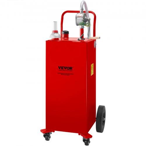 30 Gallon Fuel Caddy, Gas Storage Tank with Manual Transfer Pump & 4 Wheels, Portable Gasoline/Diesel Container for Cars