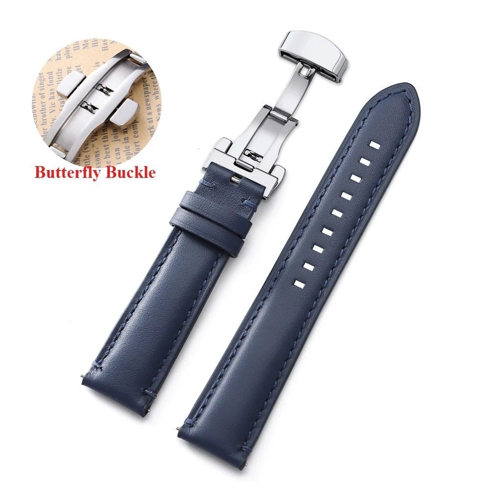 Genuine Cowhide Leather Watch Strap with Classic Stitching