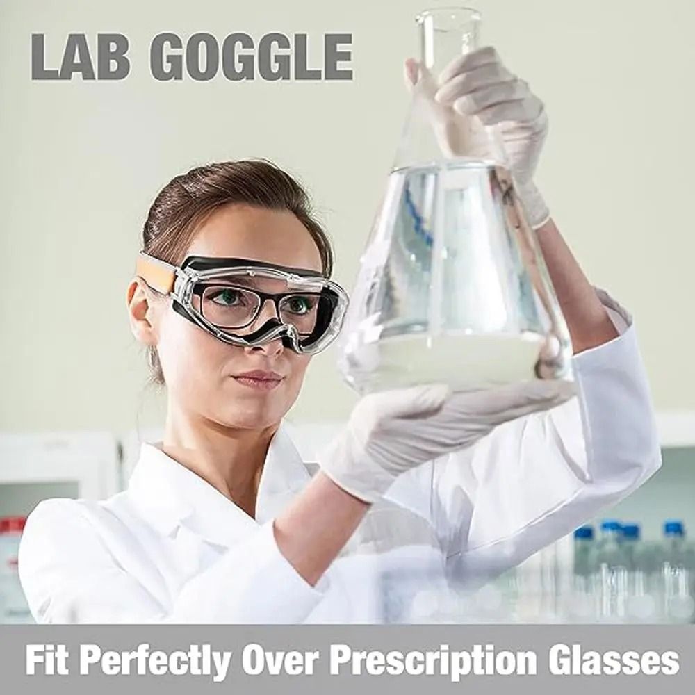 Anti Fog Safety Goggles Clear Lens Protective Eyewear Over Glasses Industrial Use