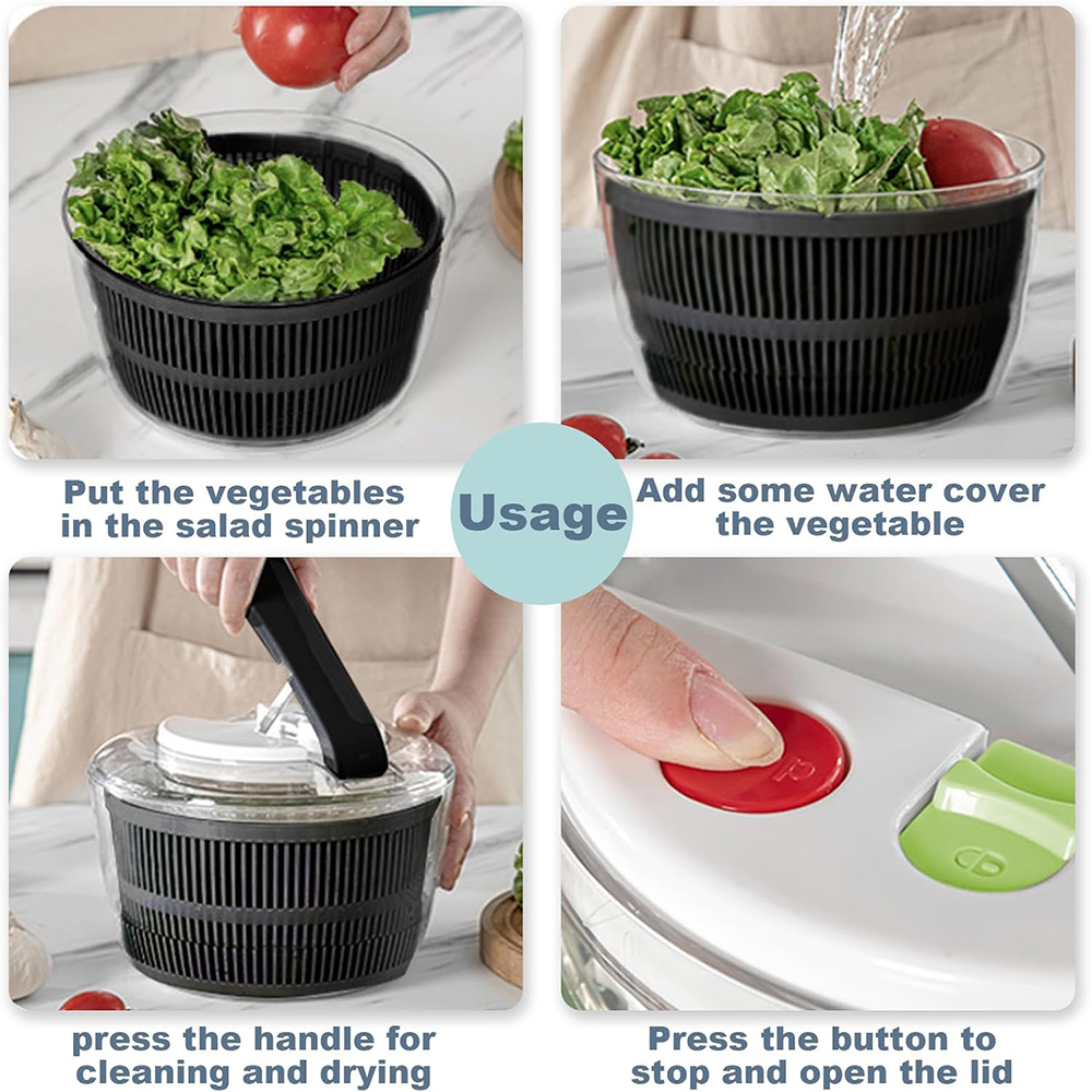 Large Salad Spinner with Lid - One-Handed Easy Press, Washer, Dryer, and Drainer Mixer
