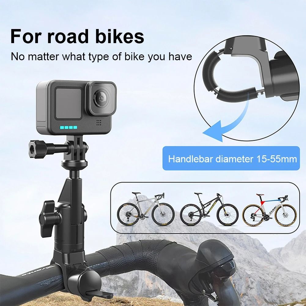 360 Degree Handlebar Camera Mount for GoPro Insta360 and DJI Universal Rotating Bike Motorcycle Bracket