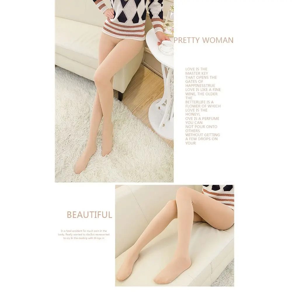 Womens Thermal Fleece Pantyhose Warm Fleece Lined Tights Winter Full Foot Leggings
