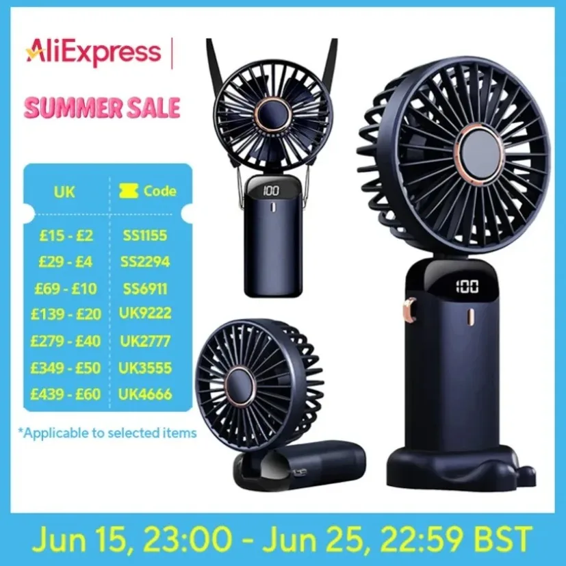 Foldable Portable Handheld Fan USB Rechargeable Mini Neck and Desktop Fan