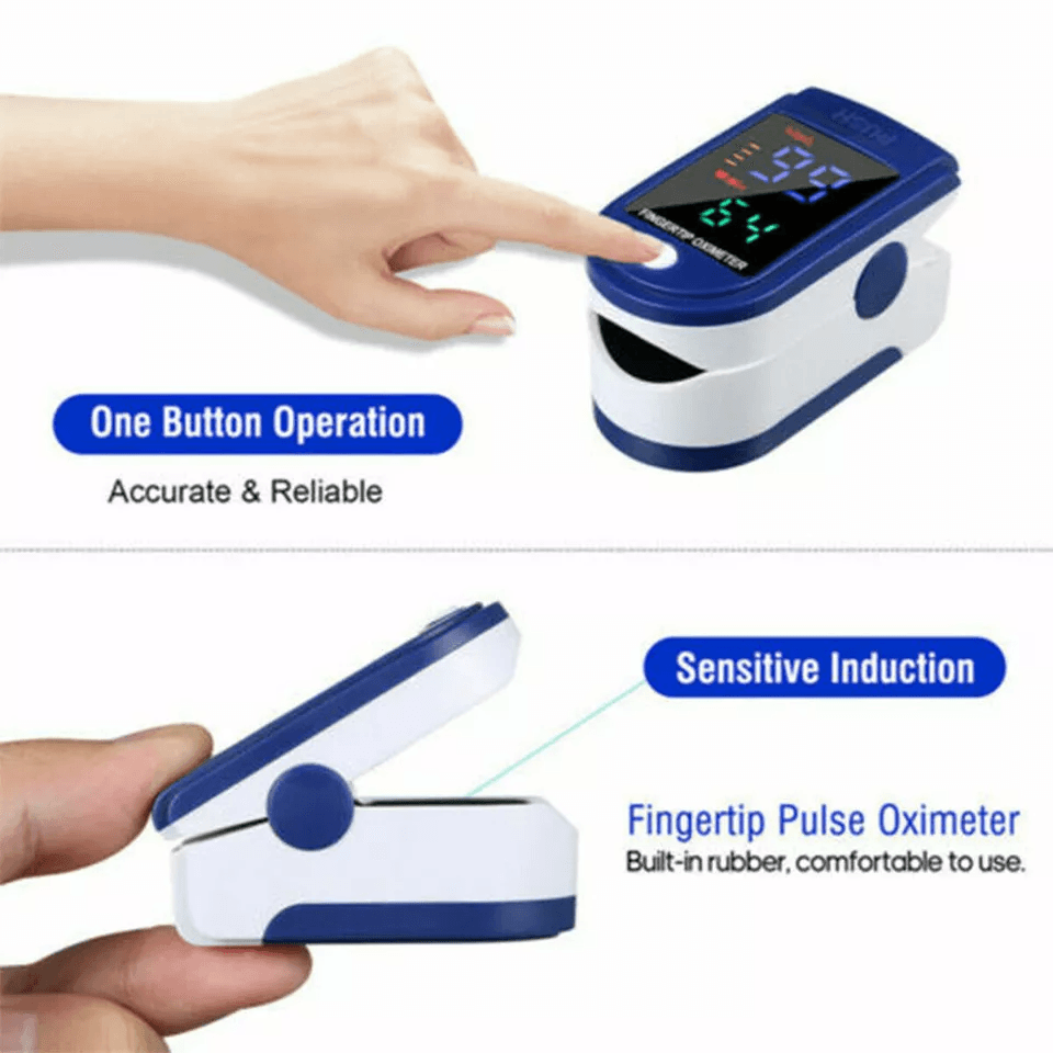 Finger Tip Pulse Oximeter Meter, Oxygen Saturation Rate & Heart Blood Monitor, Portable SpO2 Fingertip Oxygen Sensor