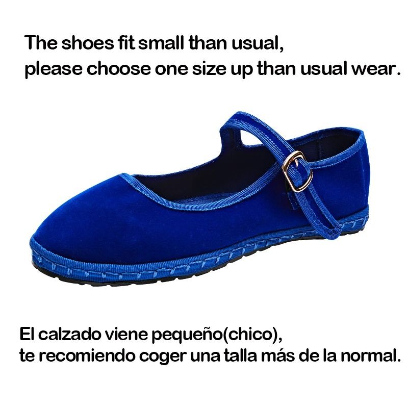 Women Velvet Cloth Ballet Flats Mary Jane Style Round Toe Loafers
