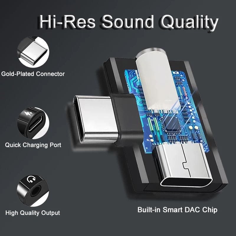 USB C to 3.5mm Headphone and Charger Adapter Fast Charging Audio Splitter