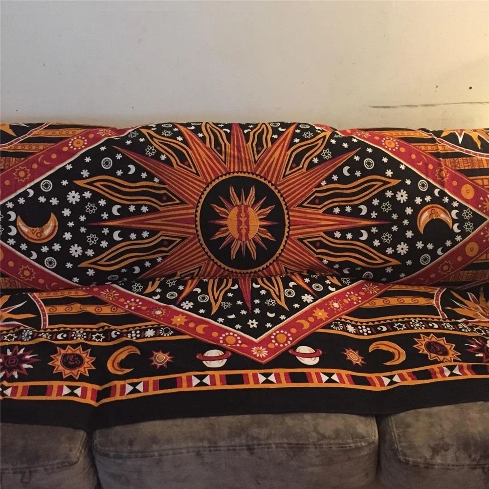 Indian Tarot Mandala Tapestry | Bohemian Divination Aesthetic Wall Hanging