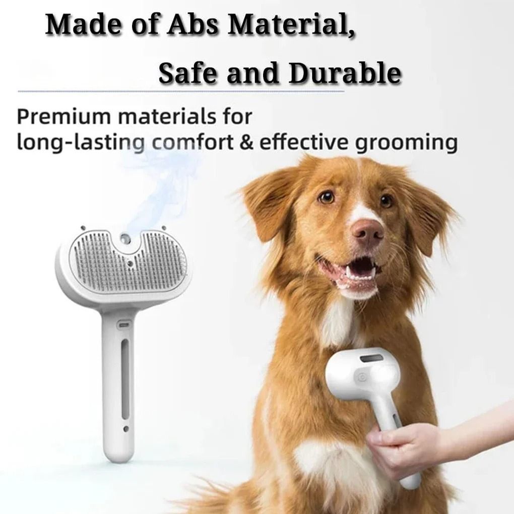 Steam Spray Dog Grooming Brush with Gentle Massage and De Shedding Care