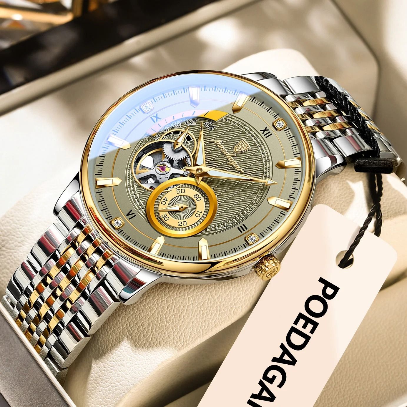 Hollow Tourbillon Mechanical Watch – Luxury Luminous Automatic Stainless Steel Timepiece