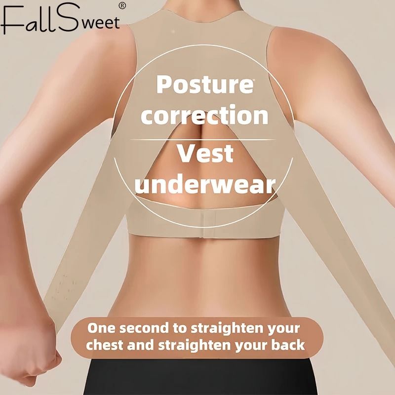 Wireless Posture Correction Bra for Women Seamless Push Up Bralette with Cross Back Support