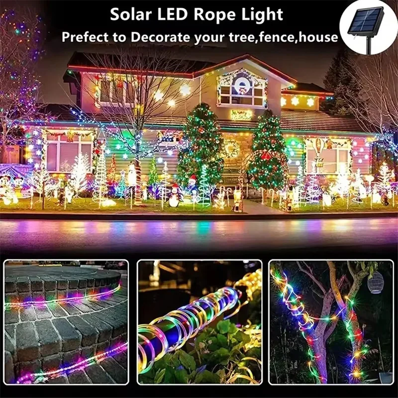 Solar Rope Lights, Solar LED Light Path Deck Outdoor Garden, Waterproof Solar String Lights, Outdoor Lighting Strips