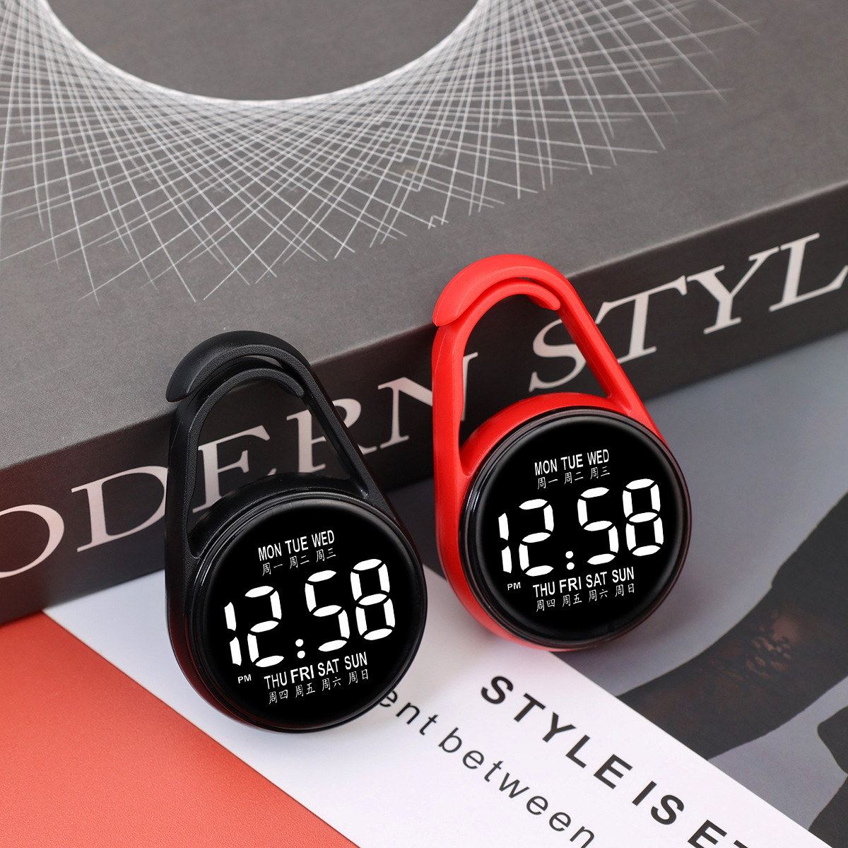 Digital LED Electronic Hanging Watch Night Light Pocket Watch