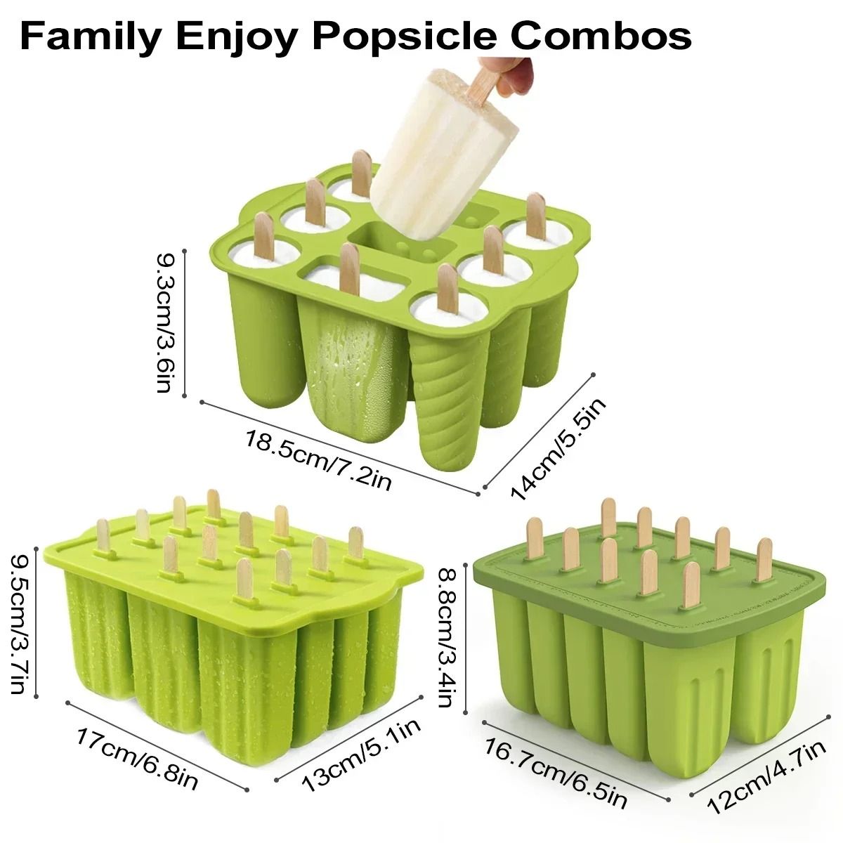Reusable Silicone Popsicle Molds with Wooden Sticks