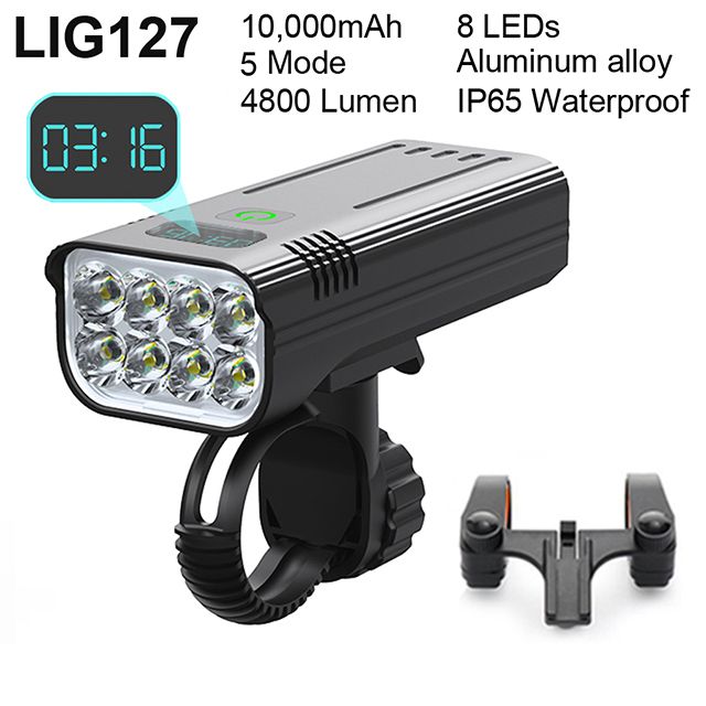 4800 Lumen USB Rechargeable Bicycle Light with 10000mAh Battery and Rainproof Design