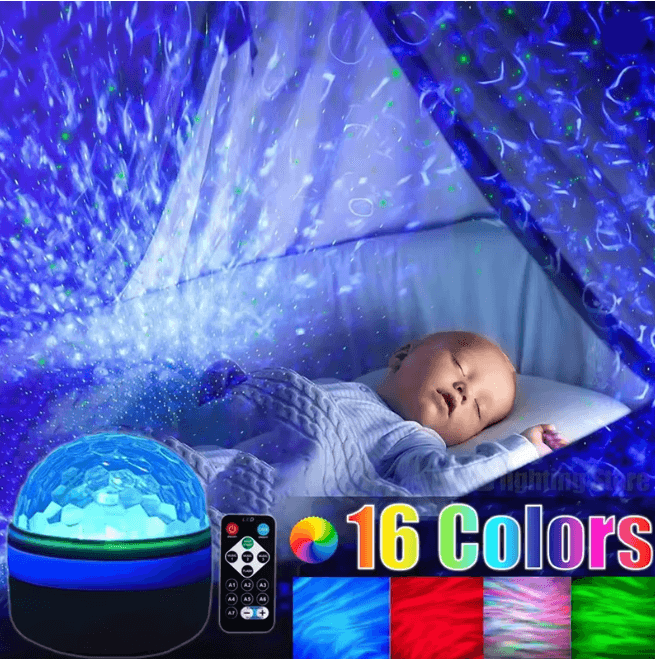LED Starry Night Projector Lamp with Rotating Moon Light and Remote Control