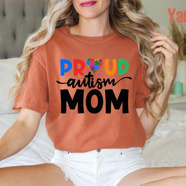 Comfort Colors Proud Autism Mom Shirt – Autism Awareness Puzzle Heart Tee, Neurodiversity Family Gift Shirt