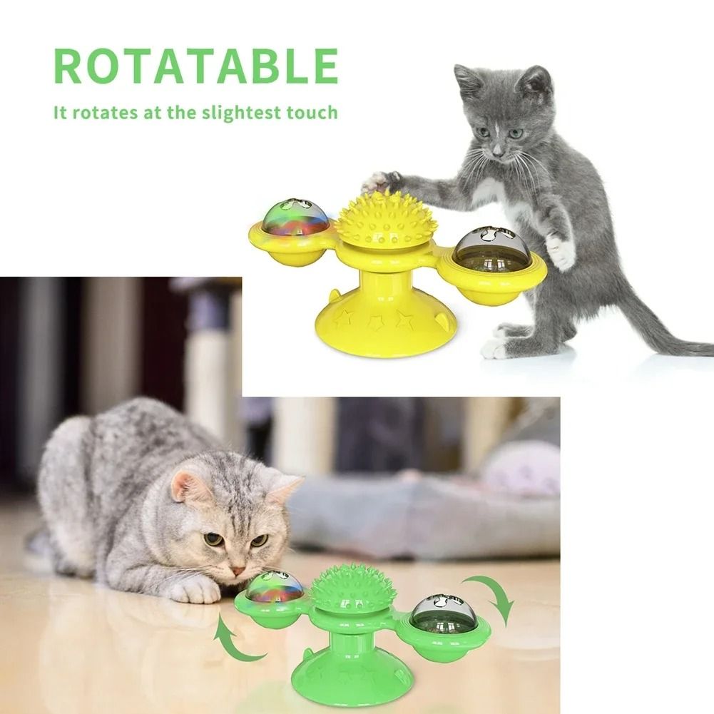 Wall Mounted Spinning Cat Toy with Massage Rollers for Indoor Cats
