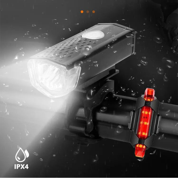 USB Rechargeable Bike Light Set, Easy to Install Front & Taillight for Bicycle Accessories