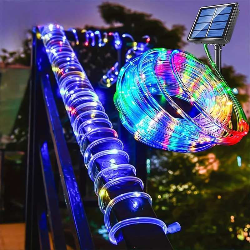Solar LED Rope Light Waterproof Outdoor Solar Powered Fairy Lights for Garden Yard Holiday Tree Decor