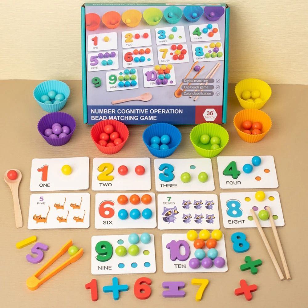 Montessori Math Counting Clip Beads Sorting Toy Fine Motor Learning Game