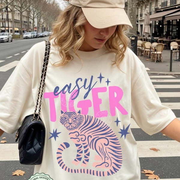 Easy Tiger T-Shirt – Retro Boho Tiger Graphic Tee