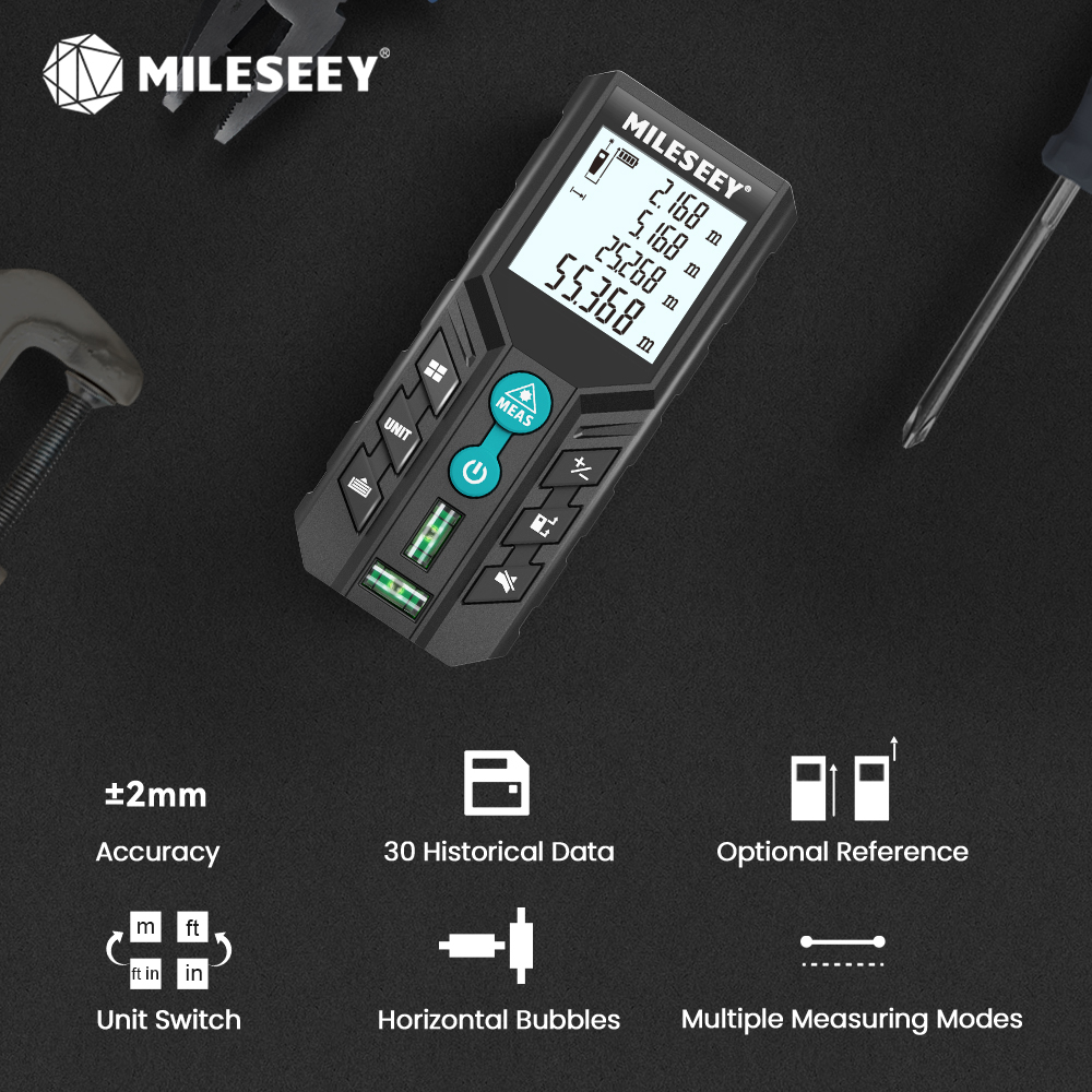 Precision Digital Laser Tape Measure with Bubble Level and Laser Distance Meter