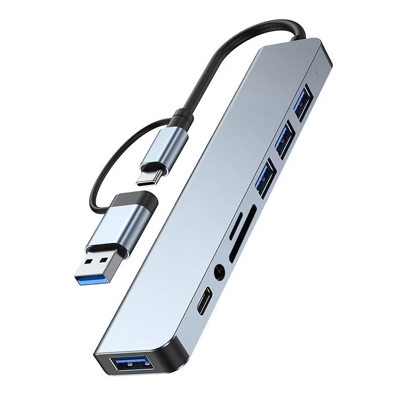 8 in 1 USB C Hub Docking Station with Audio and Card Reader