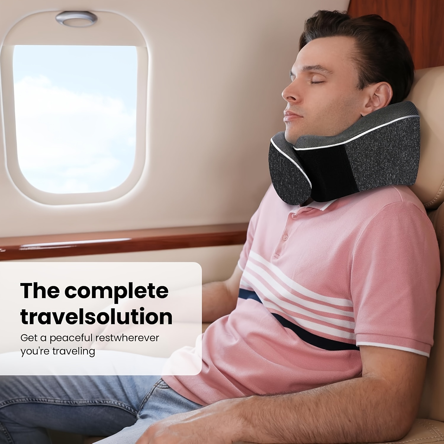 Ergonomic Travel Neck Pillow Memory Foam Support for Airplane & Car Portable & Compact with Storage Bag
