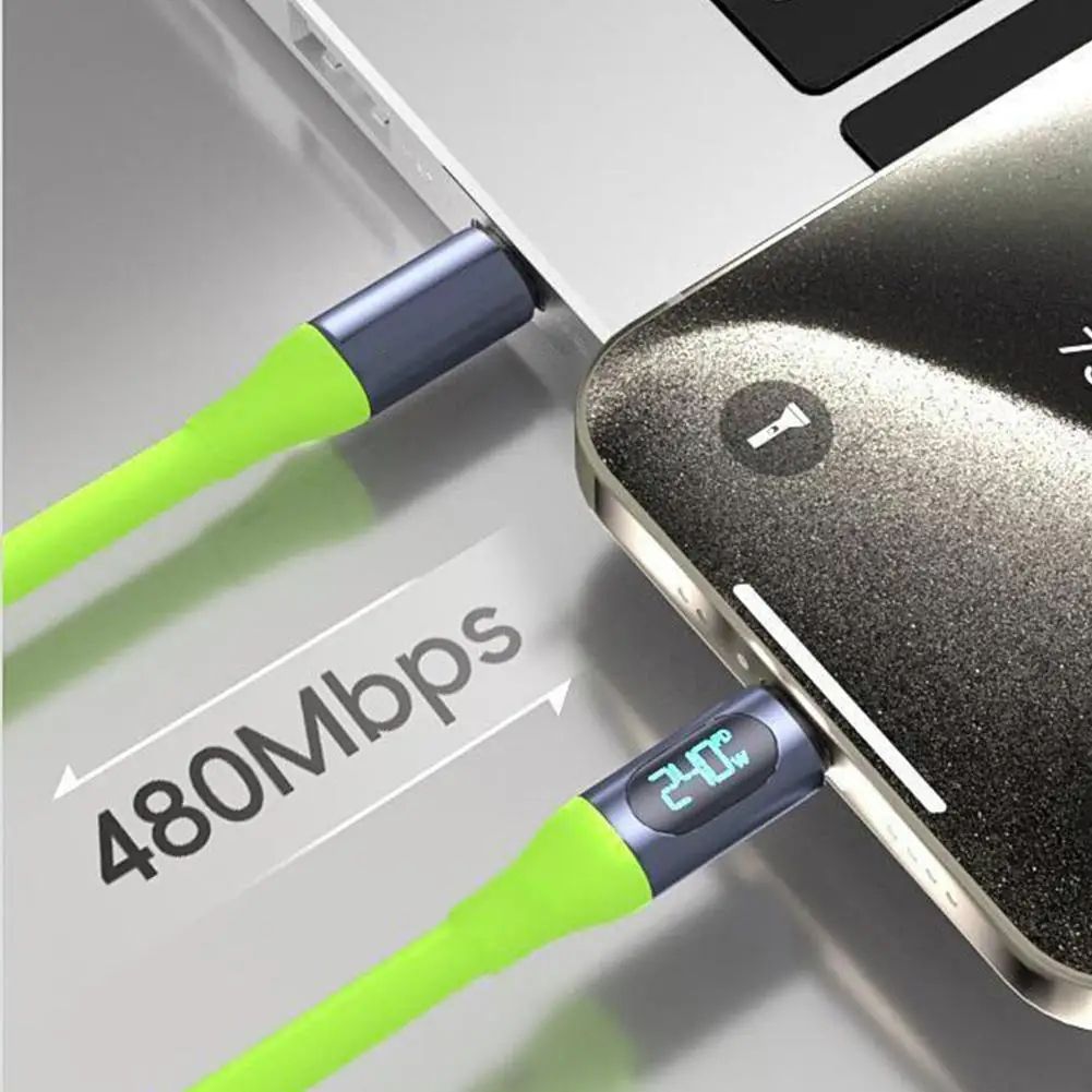 240W USB-C to USB-C Fast Charging Cable with Real-Time Power Display