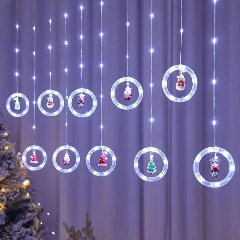 LED Round Curtain String Lights with Remote Control
