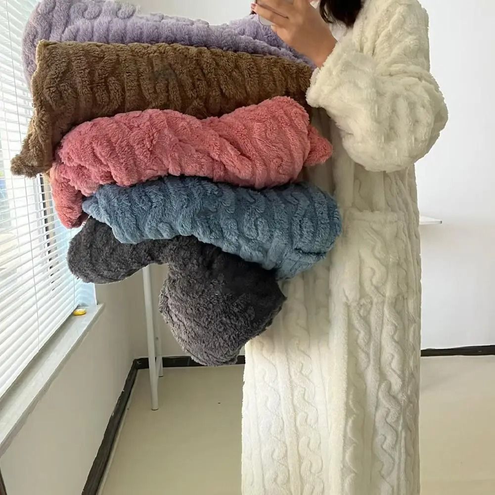 Women Winter Flannel Nightgown Long Sleeve Warm Sleepwear Dress