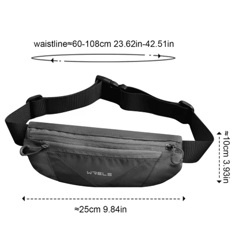 WRELS Running Sports Belt Waterproof Waist Pack with Pockets for Marathon Jogging and Cycling Unisex