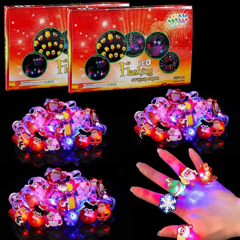 Christmas LED Flashing Rings – Festive Party Light-Up Toy Set