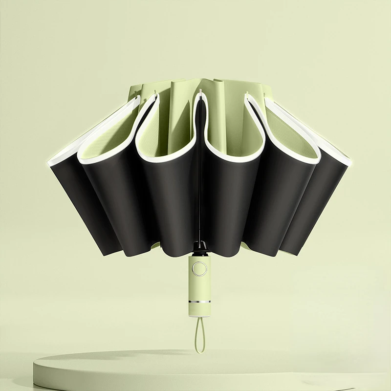 Windproof Reverse Folding Umbrella with UV Protection & Reflective Stripe