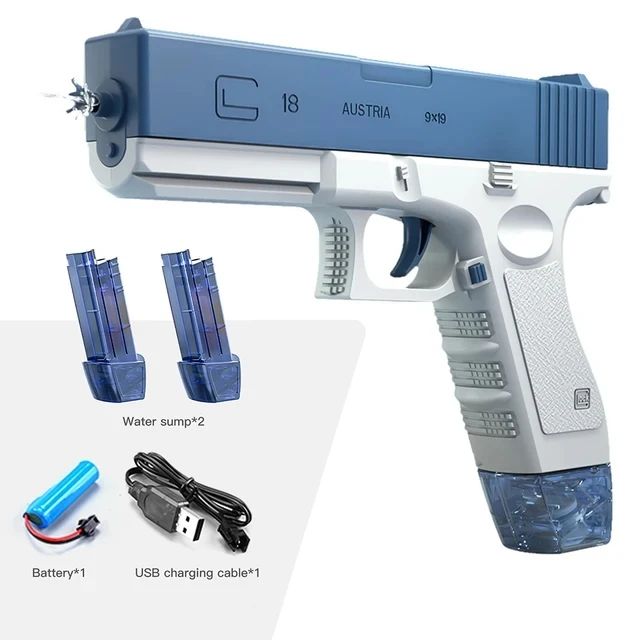 Electric Water Gun with LED Light – Rechargeable Automatic Water Blaster, High-Pressure Continuous Spray