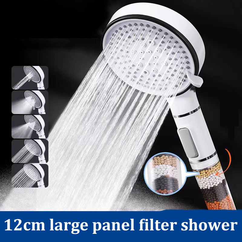 Large Panel Handheld Shower Set Dechlorination Filter Booster Five-Speed for Skin Beauty