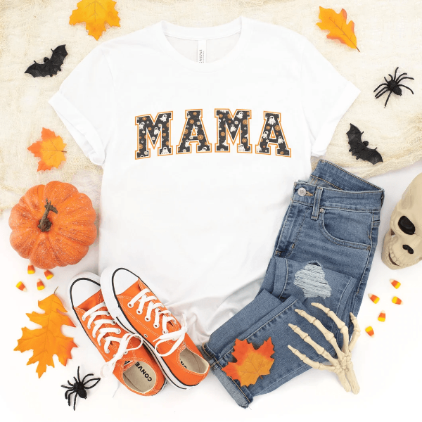 Ghost Mama Shirt Cute Spooky Halloween Mom Tee Boo Crew Fall Graphic Shirt