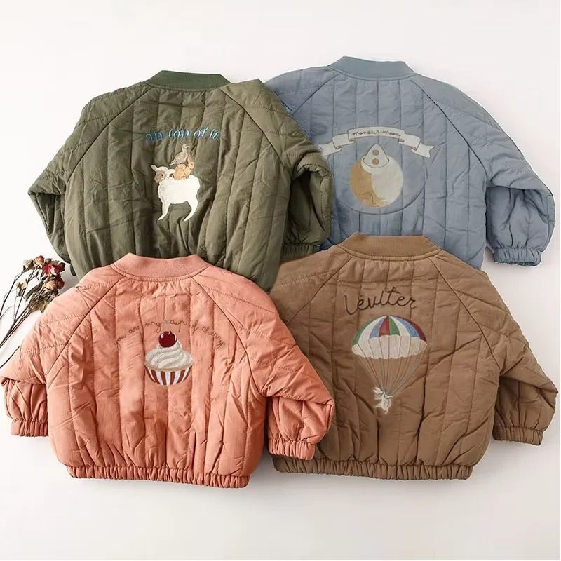 Toddler Boutique Embroidery Fleece Jacket - Kids Spring & Autumn Cotton Outerwear
