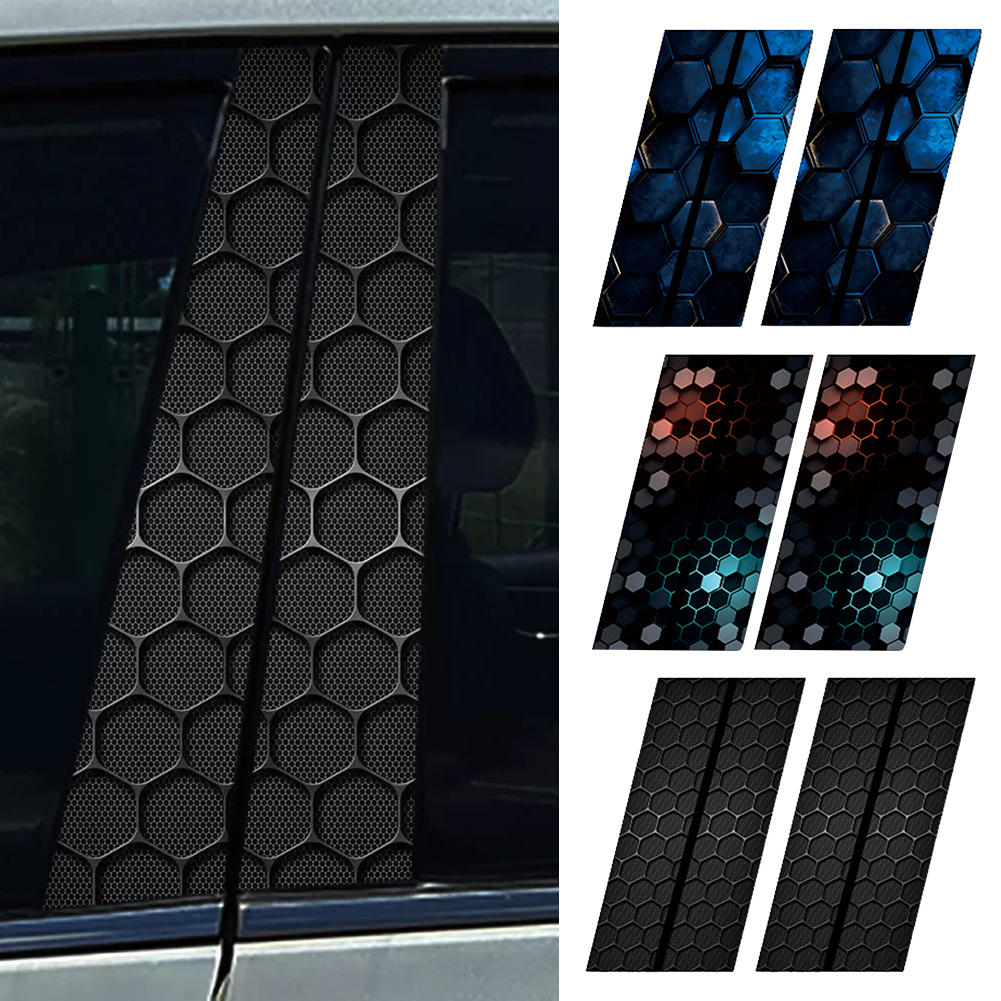 Waterproof Honeycomb B-Pillar Decal DIY Car Door Post Sticker for Automotive Accessories