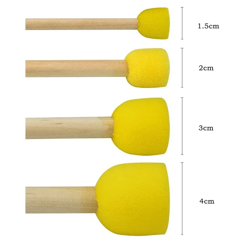 Round Sponge Paint Brushes Wooden Handle Childrens Drawing & Pottery Modeling Tool