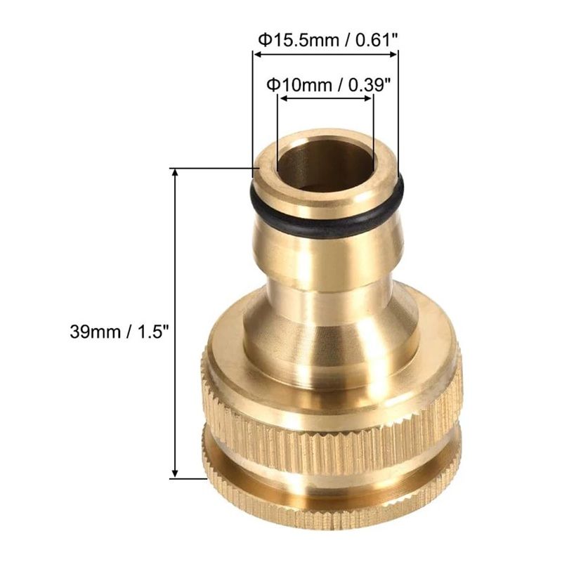 Brass Garden Hose Connector – Quick Connect Adapter for 1/2in & 3/4in Taps