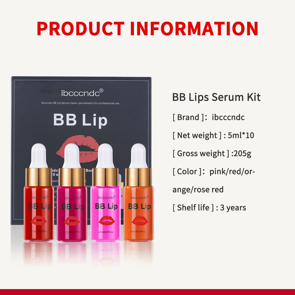 Serum Starter Set Semi-Permanent, BB Lip Gloss Tinted, Pigment Lasting, BB Lips Ampoule, Moisturizing For Lip Care