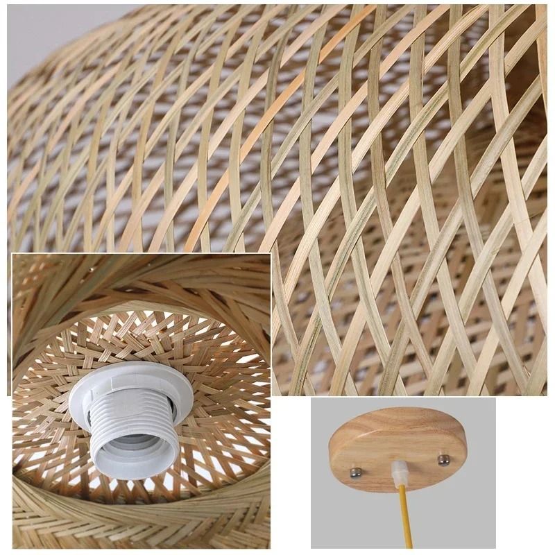 Rattan Wicker Bamboo Pendant Ceiling Lamp